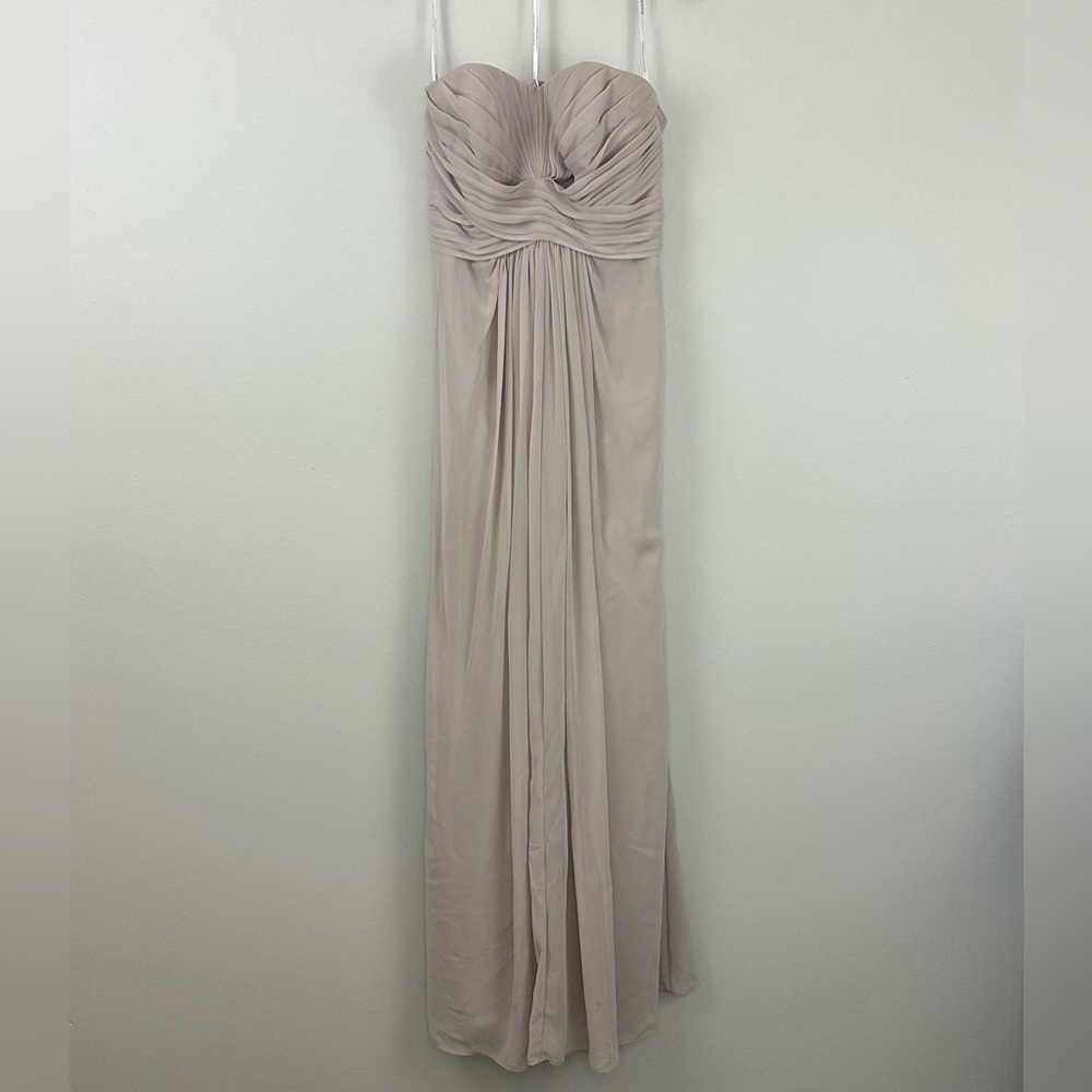 David’s Bridal Full Length Strapless Bridesmaid Dress, Dusty Purple, Sz 12